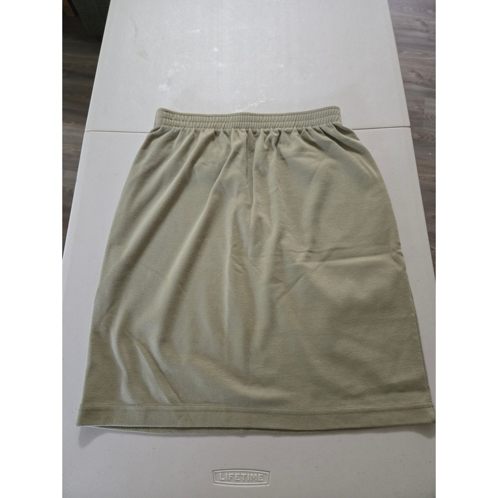 Weekenders Womens Olive Green Knit Elastic Waist Cotton Skirt  M